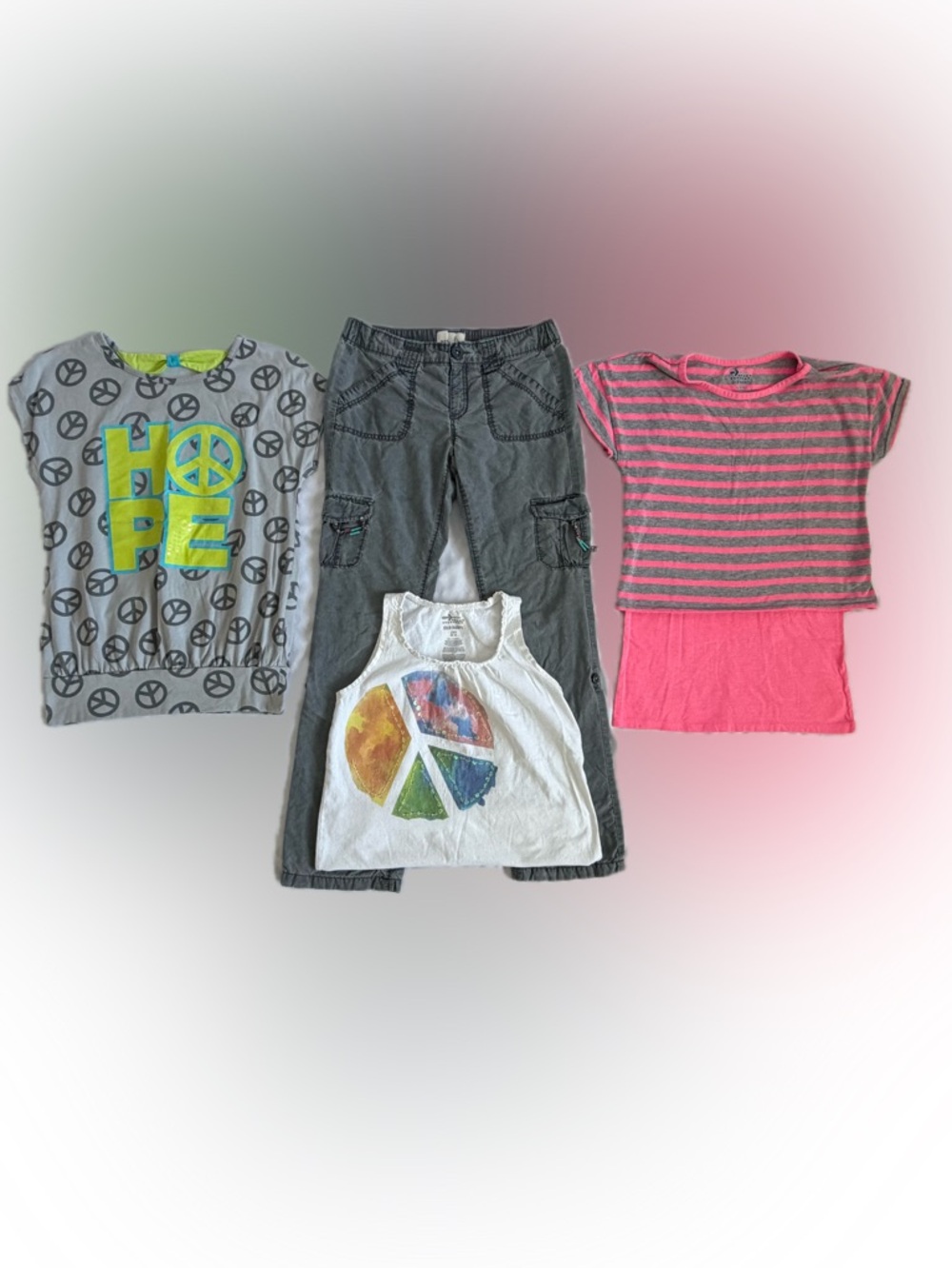 Set of 4 Pieces of Girls Clothing~ 3 Shirts & 1 Pair of Pants~ Size 10/12